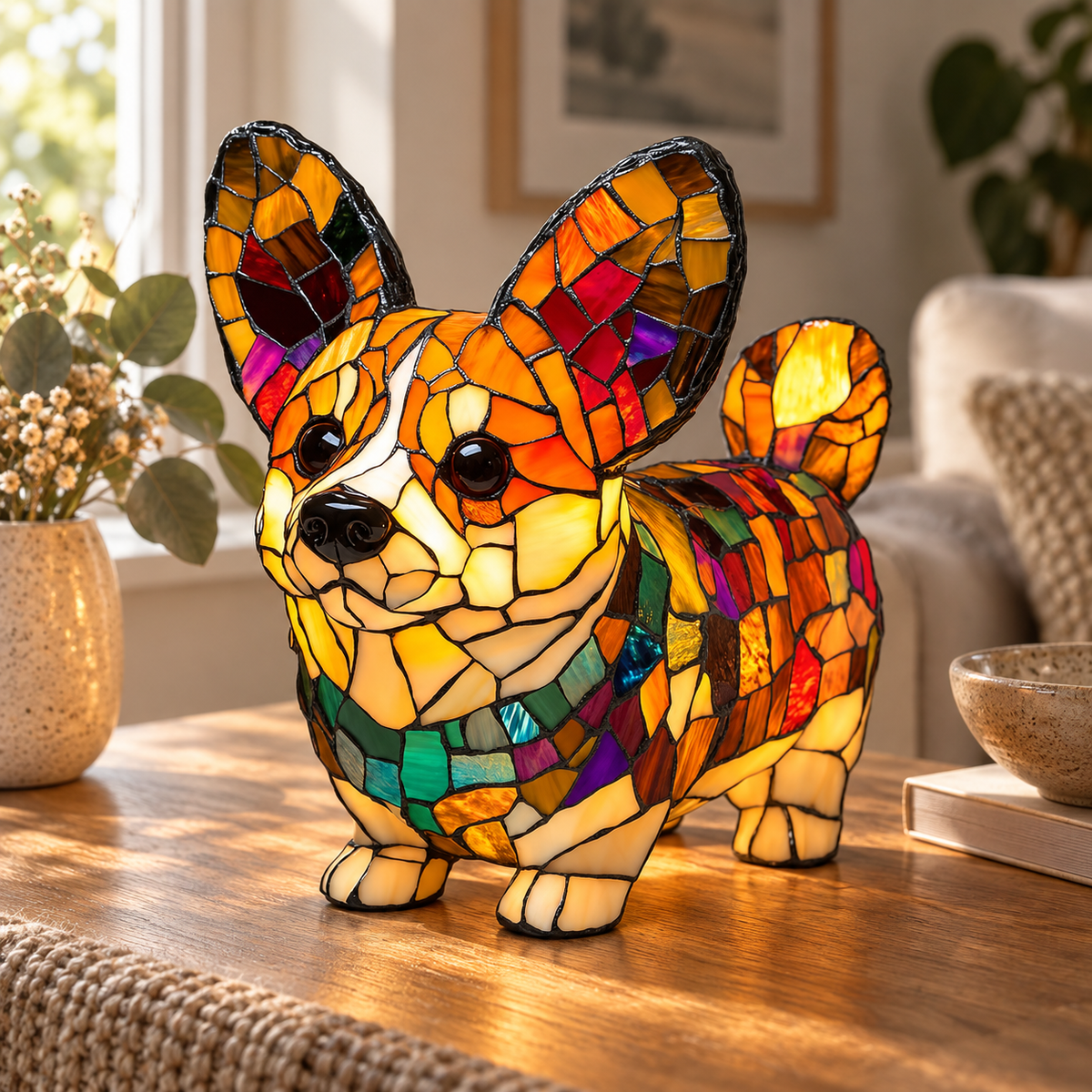 Lámpara de vidrio Mosaik — Corgi de pie