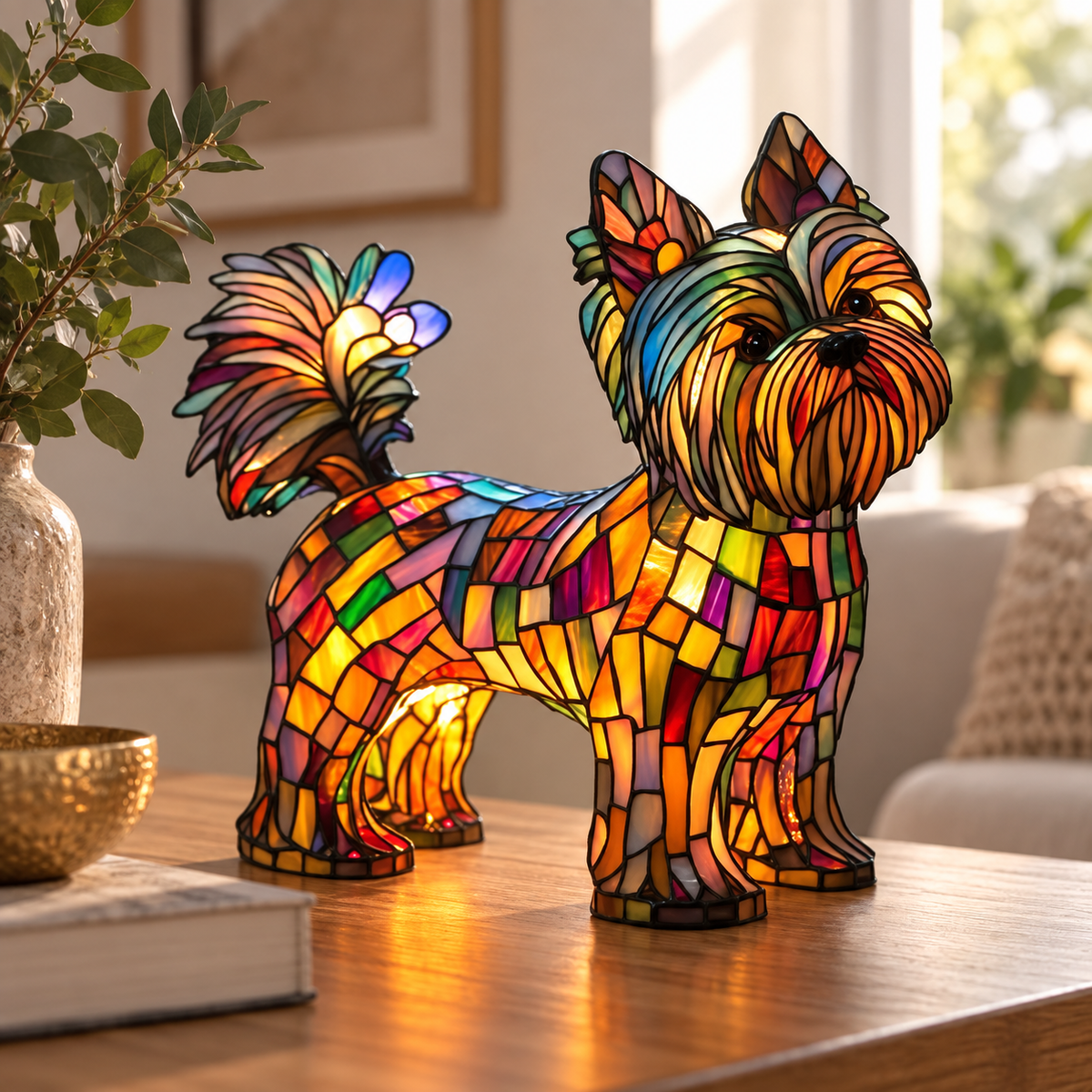 Lámpara de vidrio Mosaik — Yorkshire Terrier B