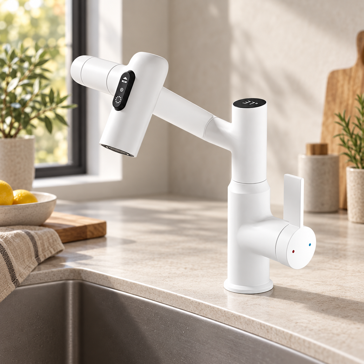 Grifería Flexa 360° — Blanco cisne