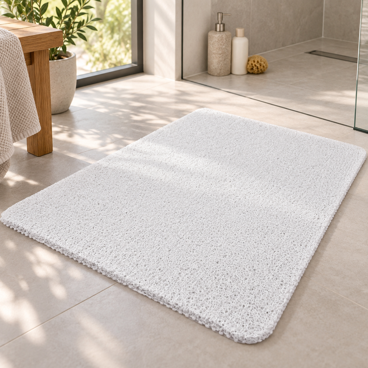 Alfombra de ducha AquaLoop — Blanco