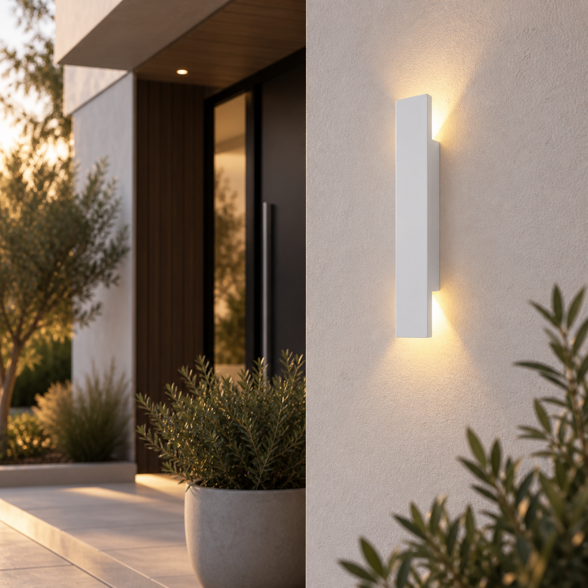 Lámpara de pared exterior Lumen Duo — Blanco