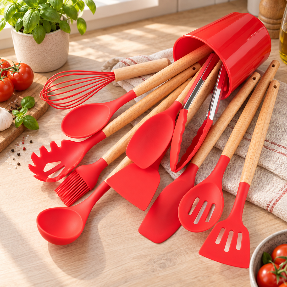 Set de 12 utensilios Silvena — Rojo