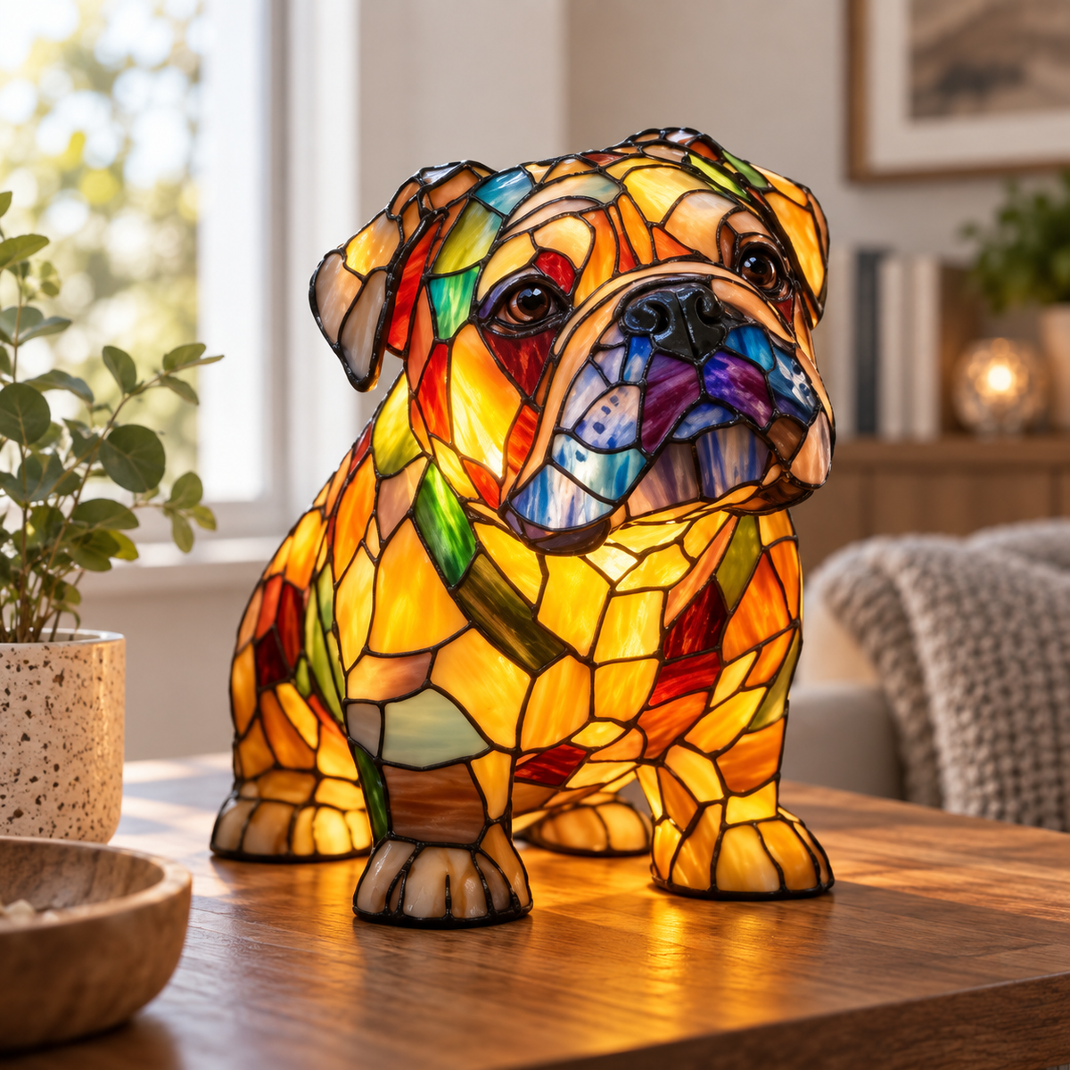 Lámpara de vidrio Mosaik — Bulldog sentado
