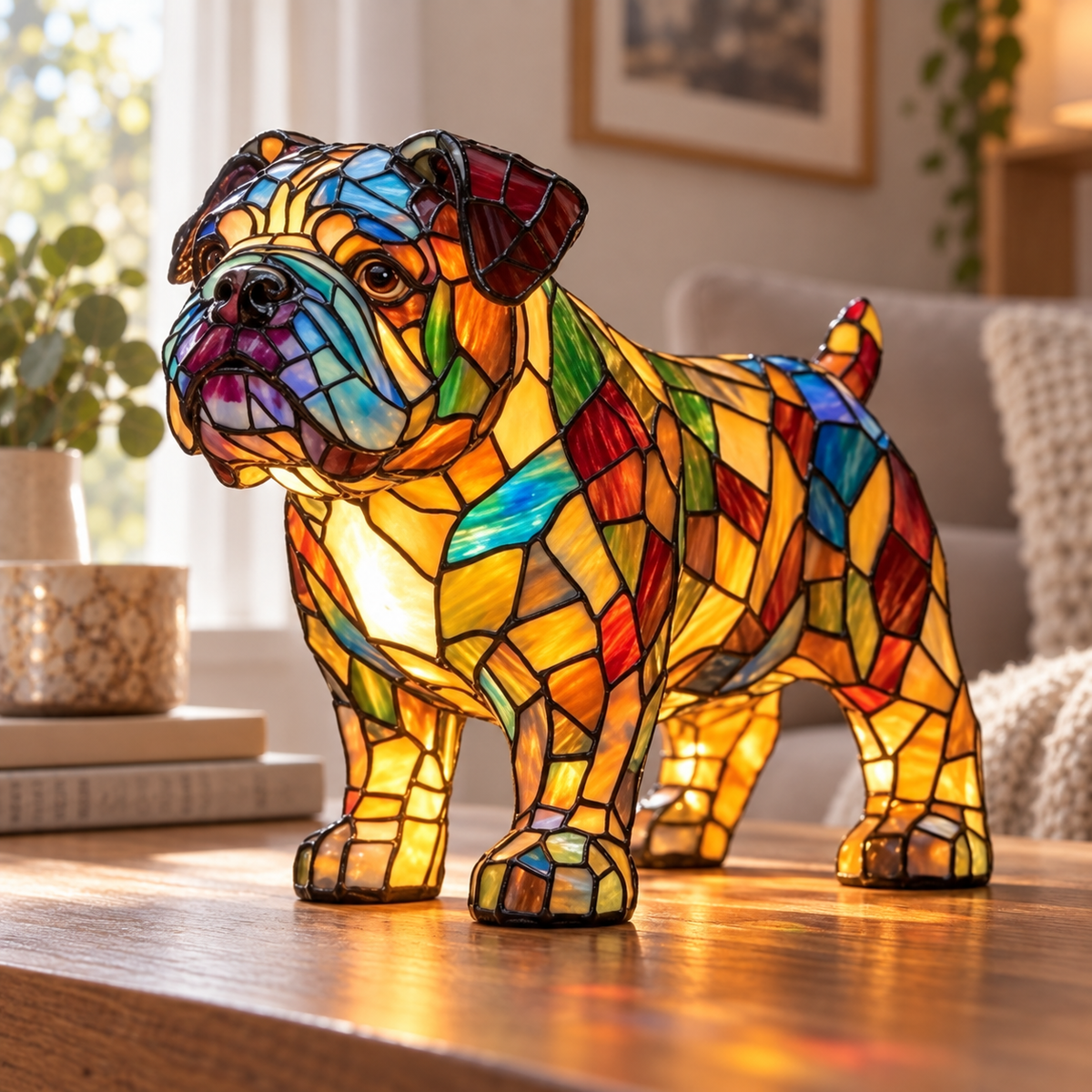 Lámpara de vidrio Mosaik — Bulldog de pie