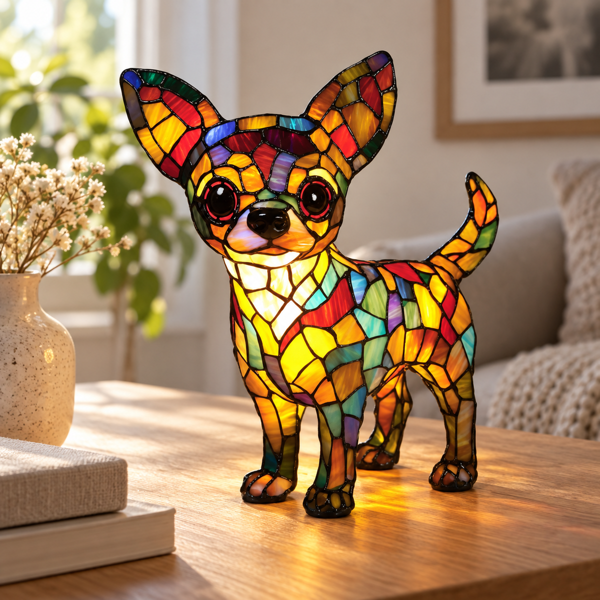 Lámpara de vidrio Mosaik — Chihuahua de pie
