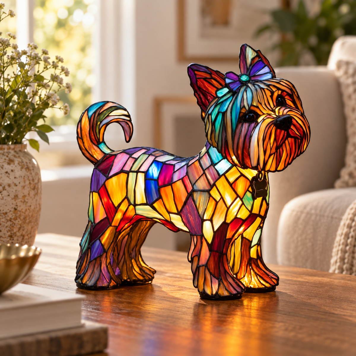 Lámpara de vidrio Mosaik — Yorkshire Terrier A