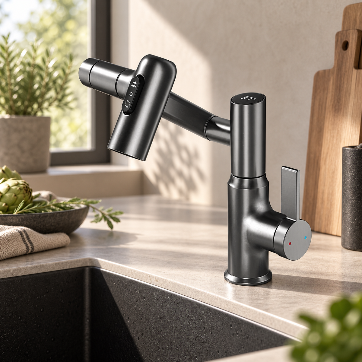 Grifería Flexa 360° — Negro carbón