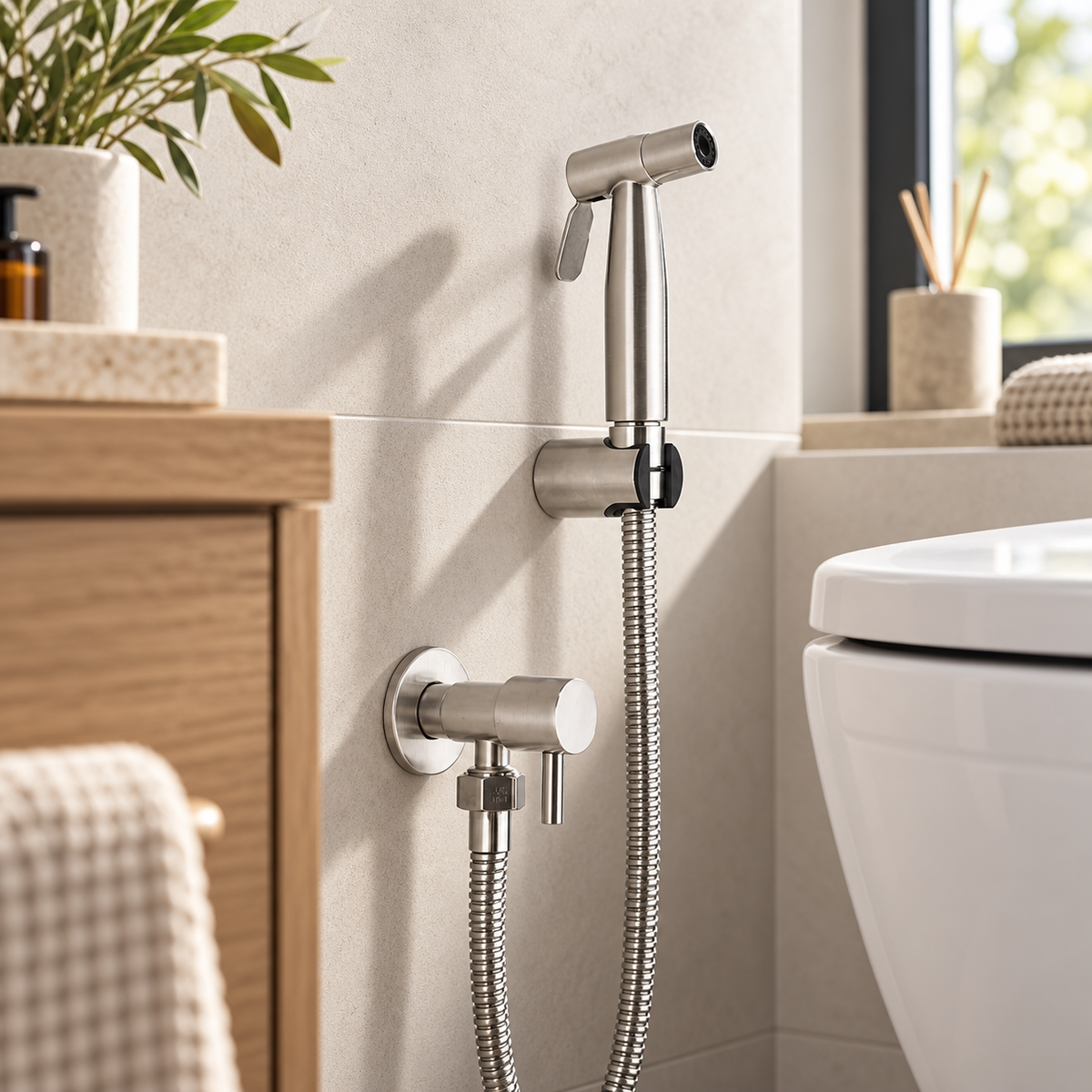 Ducha de mano para bidé Nova — Plata cepillada