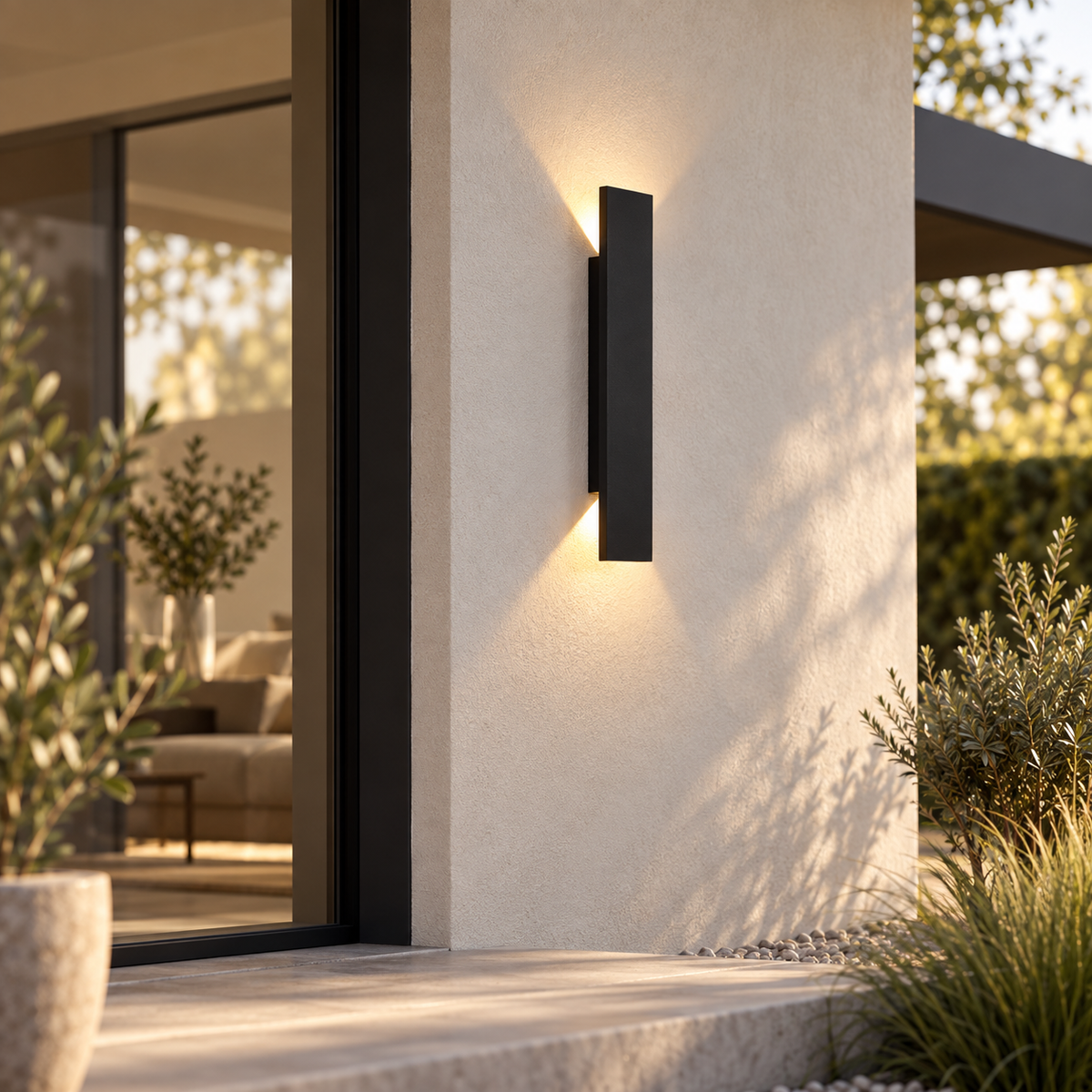 Lámpara de pared exterior Lumen Duo — Negro